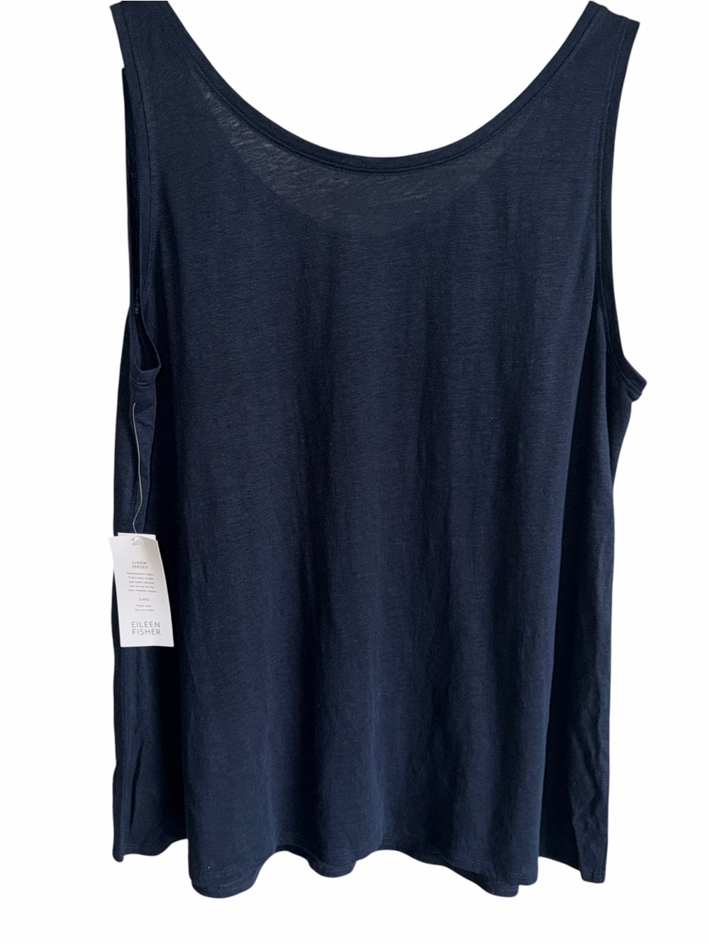 Eileen Fisher Organic Linen Jersey Tank Top Navy Sleeveless Minimalist XL - Picture 10 of 10